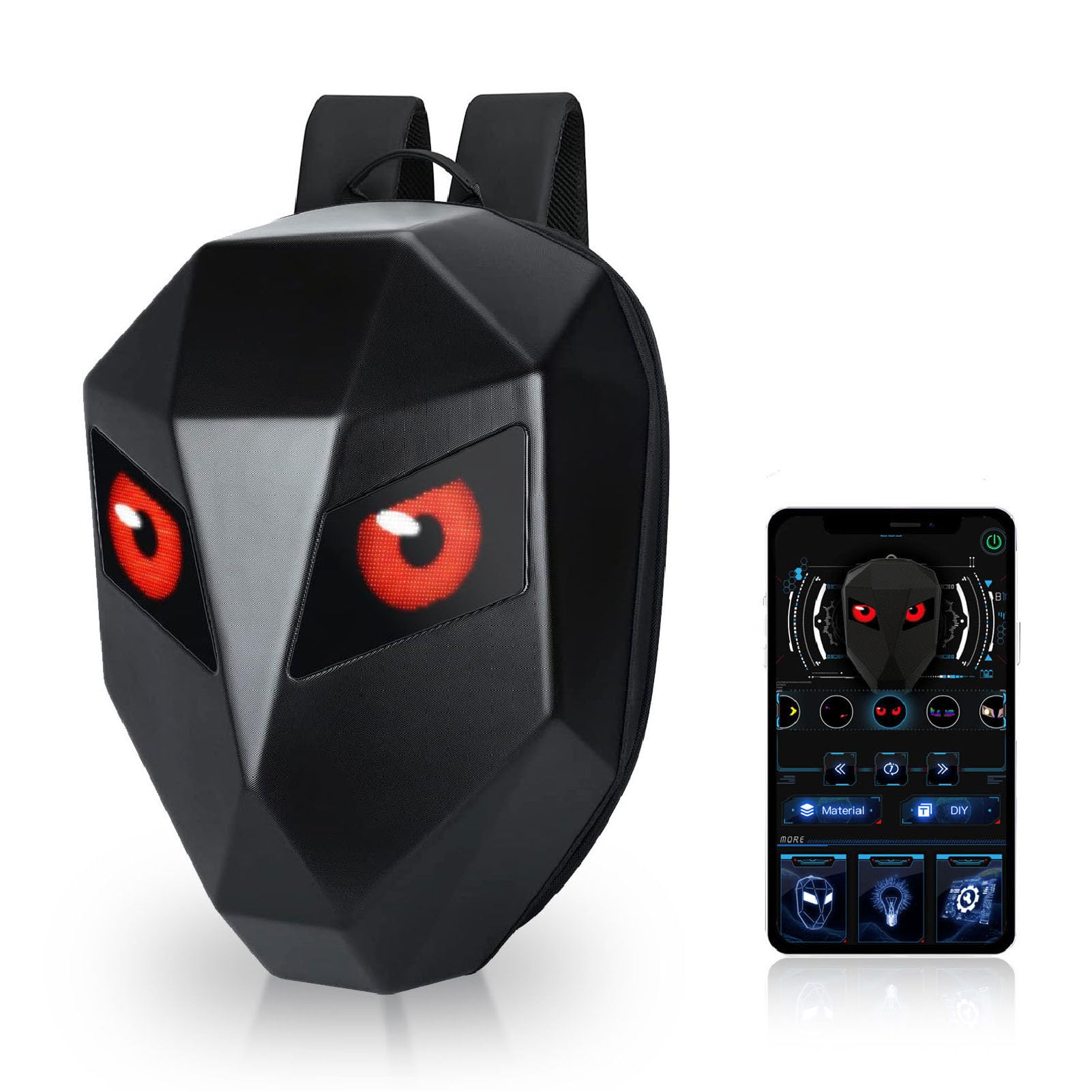 Bewinner Sac à Dos de Moto LED, Sac à Dos de Programmation DIY, Sac à Dos de Chevalier LED pour Vélo électronique, Sac à Dos de Moto, Sac de Voyage à Coque Rigide, Sac pour Ordinateur