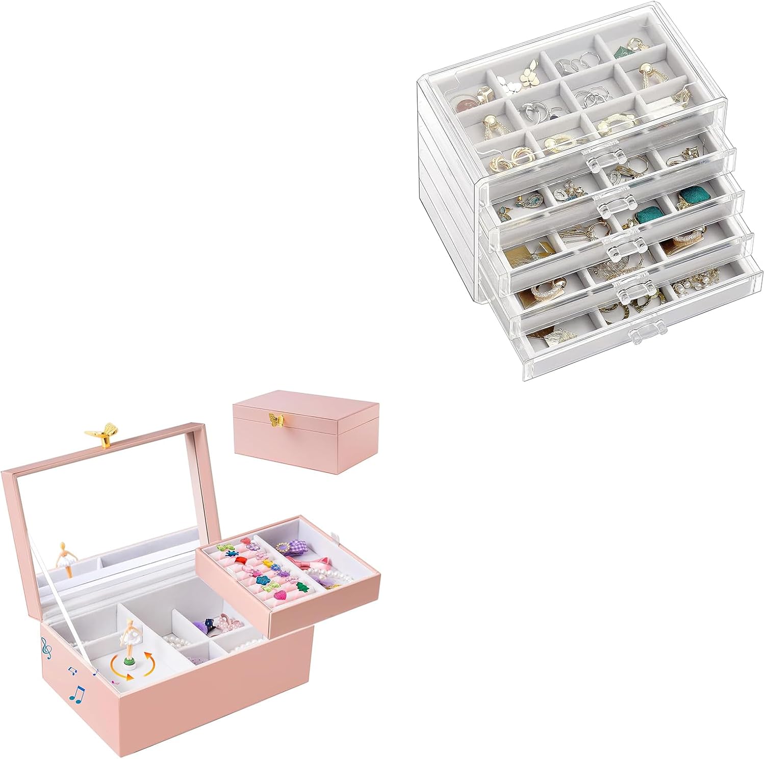 ProCase Earring Organizer Bundle with Musical Jewelry Box