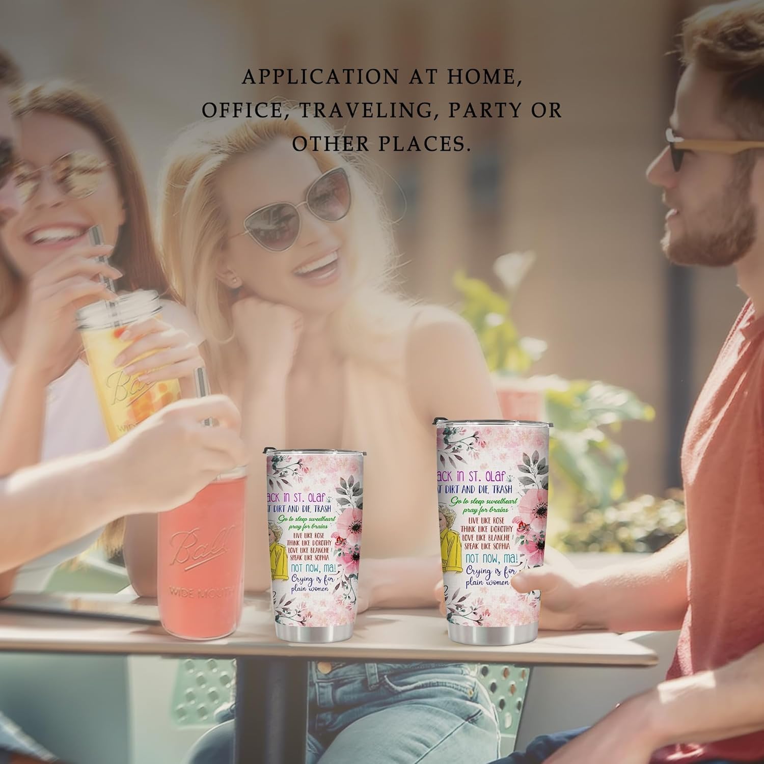 Golden Girls Tumbler Mug Cups with Lid,Golden Girl Merchandise,Goldengirls Gifts for Her,20 OZ Insulated Water Bottle Travel Coffee Mug,Unique Gift for Women Friend Birthday, 1 Pcs - Image 8