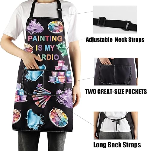 Miniatura 7 de CENWA Artista Pintura Es Mi Cardio Delantal de Arte Profesor Regalo Pinceles de Pintura Delantal Ajustable Para Amante del Arte Estudiante
