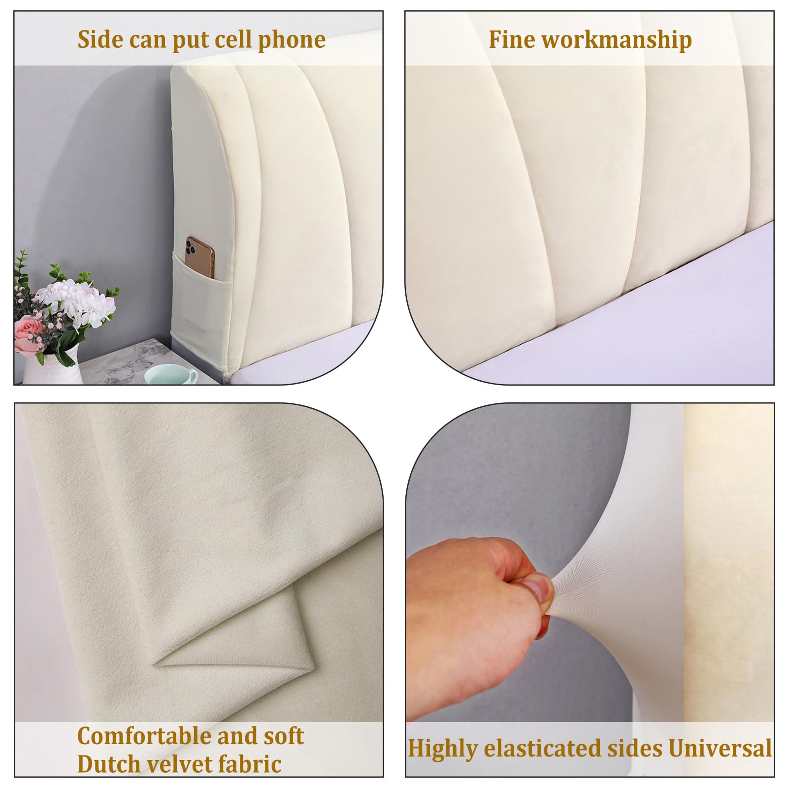 Copritestiera Letto Elasticizzato 200cm - Fodera Velluto Lavabile Per Testiere