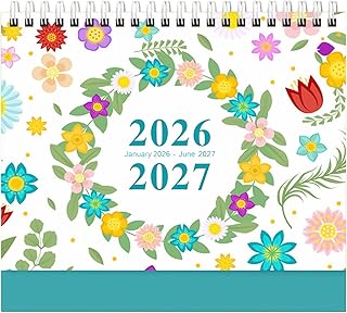 デスクカレンダー 2026-2027 - 厚紙 18ヶ月 プランナー - 2026-2027 月次 デスクカレンダー - 家庭 オフィス 学校 教室 スケジュール 学業 アジェンダ クリスマス向け