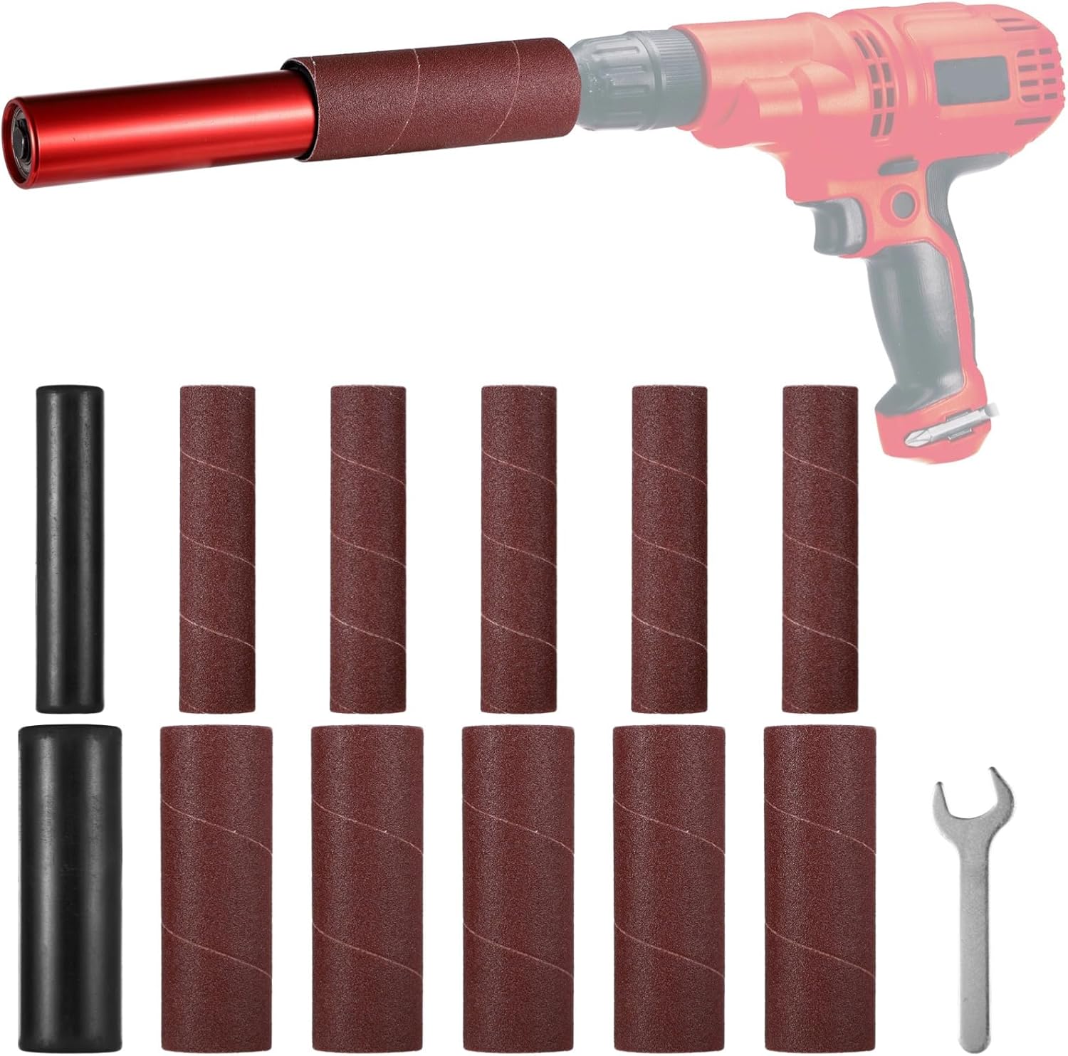 Hand-Held Rubber Sanding Drum, Portable Spindle Sander Drum Set With 10 Pcs Sanding Sleeves, Power Drill Attachment For Wood, Metal, Glass, Plastic, Stone