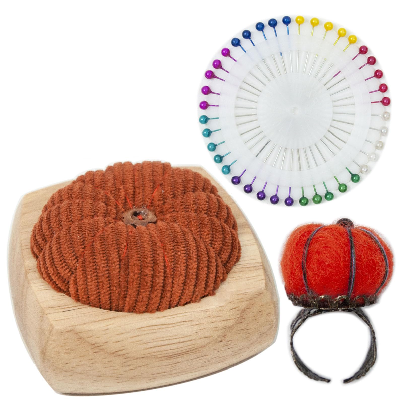 Xinsheinelry Wrist Handcraft Needle Holder Cute Pumpkin Band Pin Cushion Base Needle Cushion for Sewing Project Pumpkin Band Base Wrist Gifts