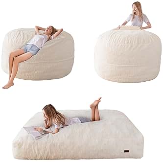 MAXYOYO Giant Bean Bag Chair Bed for Adults, Convertible Beanbag Folds from Lazy Chair to Floor Mattress Bed, Large Floor Sofa Couch, Big Sofa Bed, High-Density Foam Filling, Machine Washable