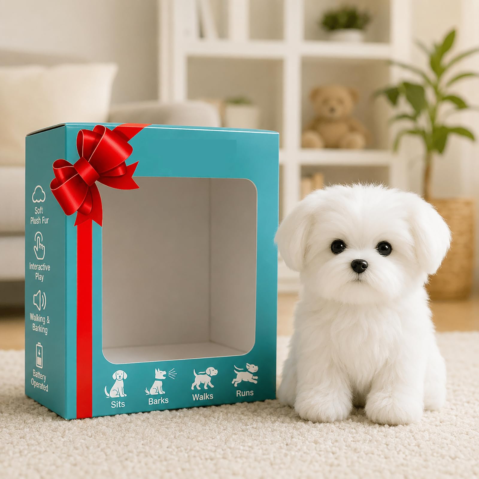 Cane Robot Peluche Intelligente, Giocattolo Elettronico Interattivo con Camminata, Abbaiamento e Controllo dei Gesti per Amanti degli Animali A
