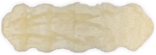 Nouvelle Legende Alfombra de piel sintética de piel de oveja premium Duo (23 pulgadas x 73 pulgadas), color blanco