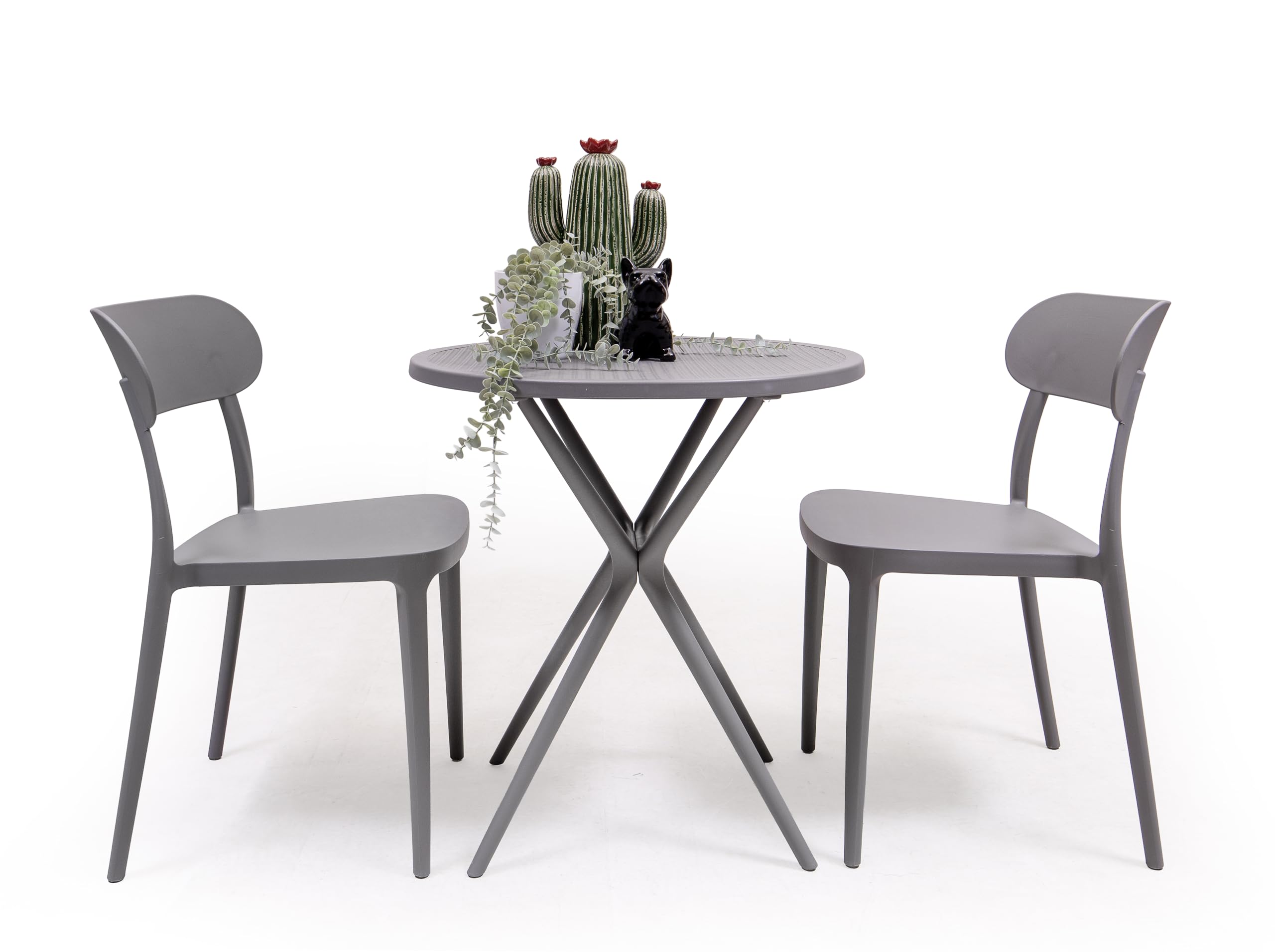 Homely – Mesa velador Redondo para jardín JARA | 65 cm Diámetro, 75 cm Alto | Polipropileno Material idoneo para Exterior | Color Gris