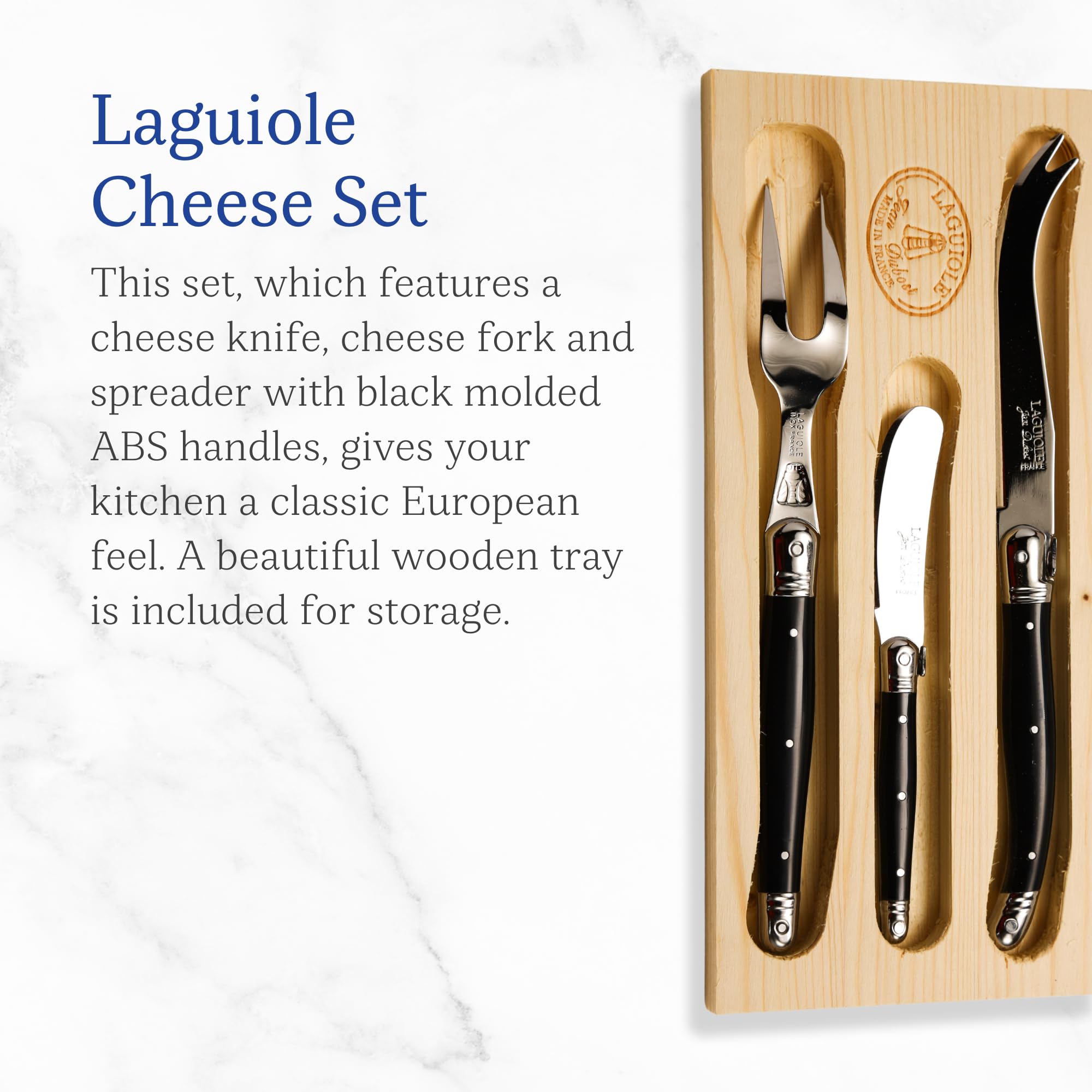 Amazon.com: Jean Dubost Laguiole 3-Piece Cheese Knife Set, Black