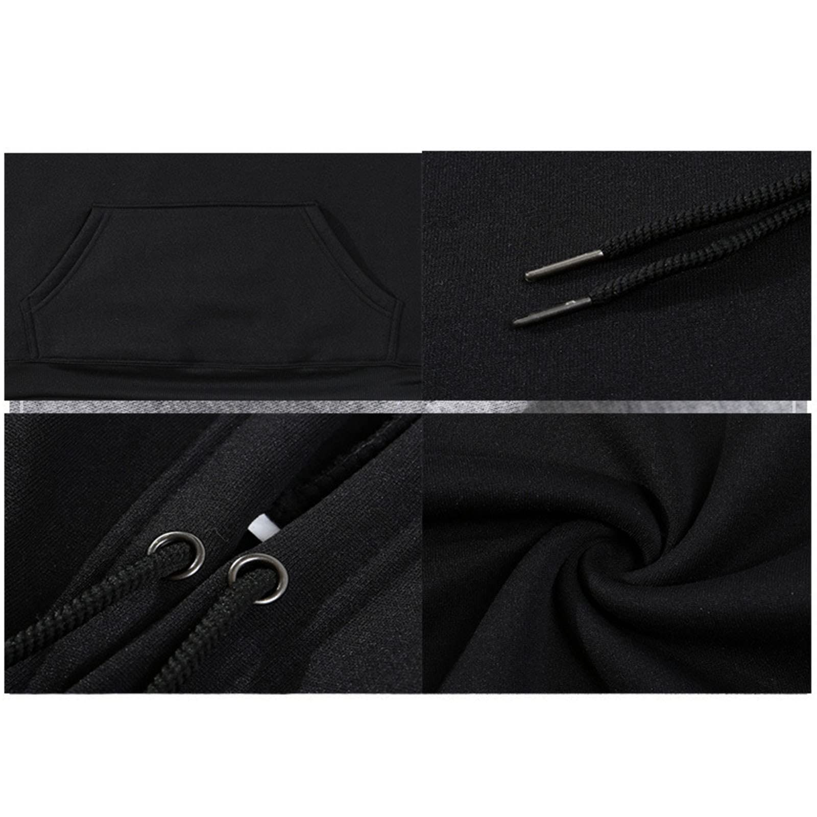 Me.r_lo Sudadera con capucha para hombre, estilo informal, con cremallera, forro polar, con bolsillos