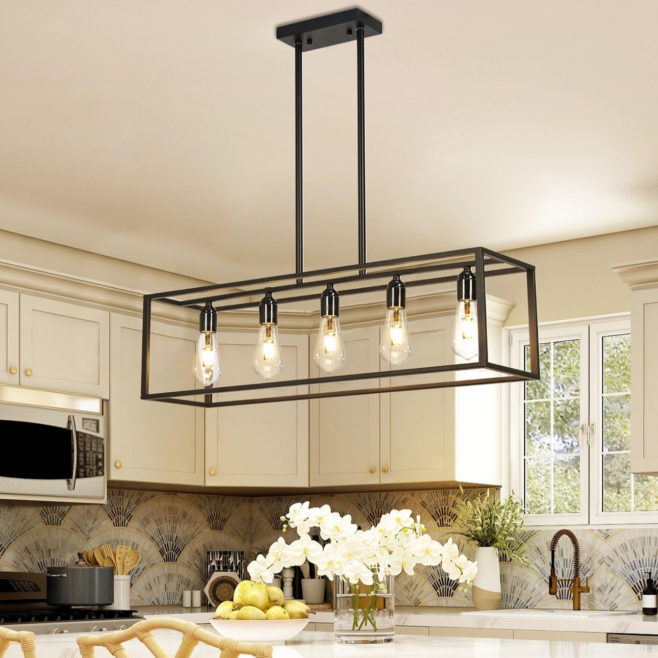 Vrygle Kitchen Pendant Light Fixture Chandelier 5 Bulbs Included