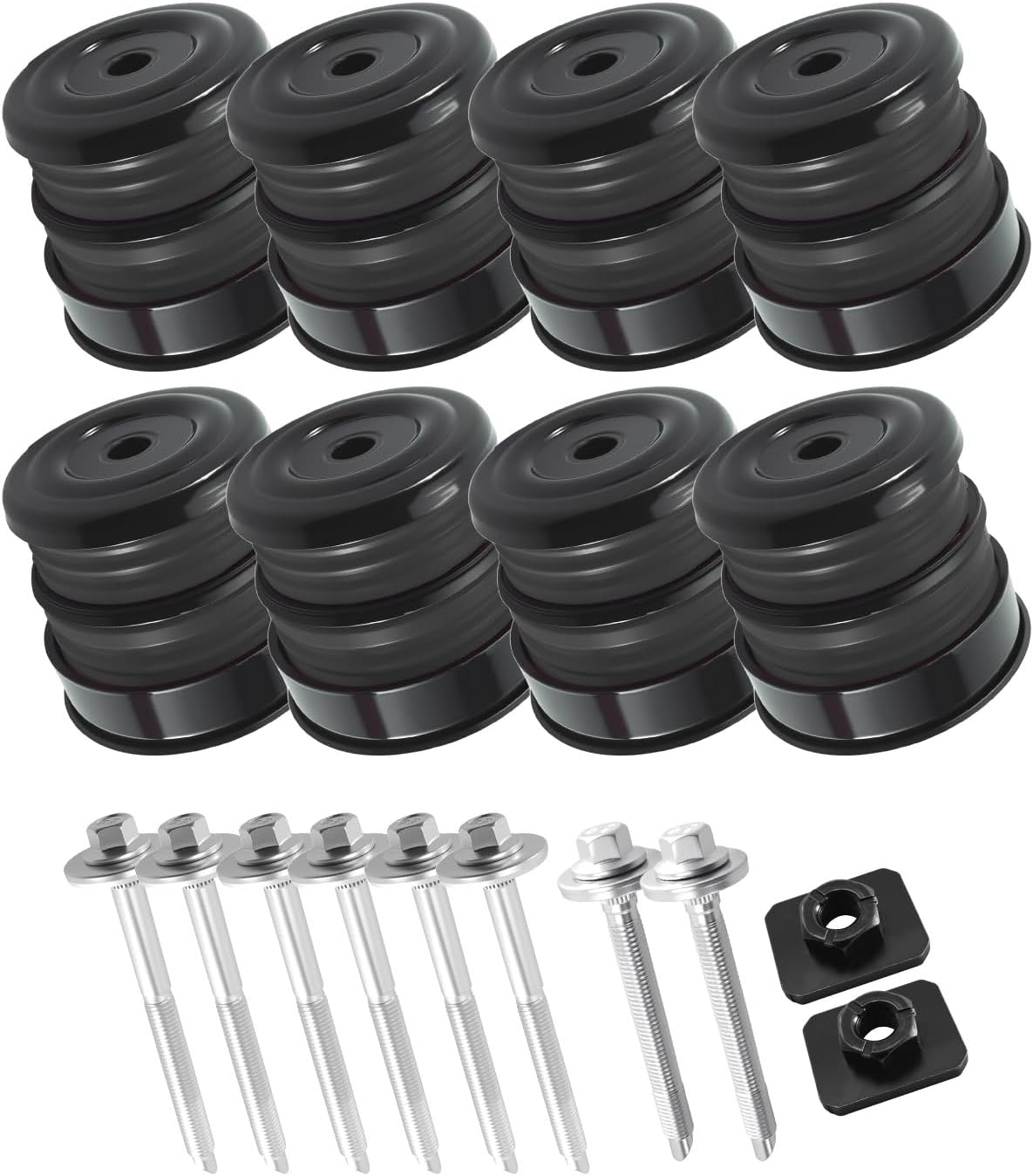 Silicone Body Mount Bushings Bolt Kit Fit for Ford F250 F350 Crew Cab 2008-2016 Replace W715132S439K 2L1Z78101C58AA W712879S439, 8 Pcs Black