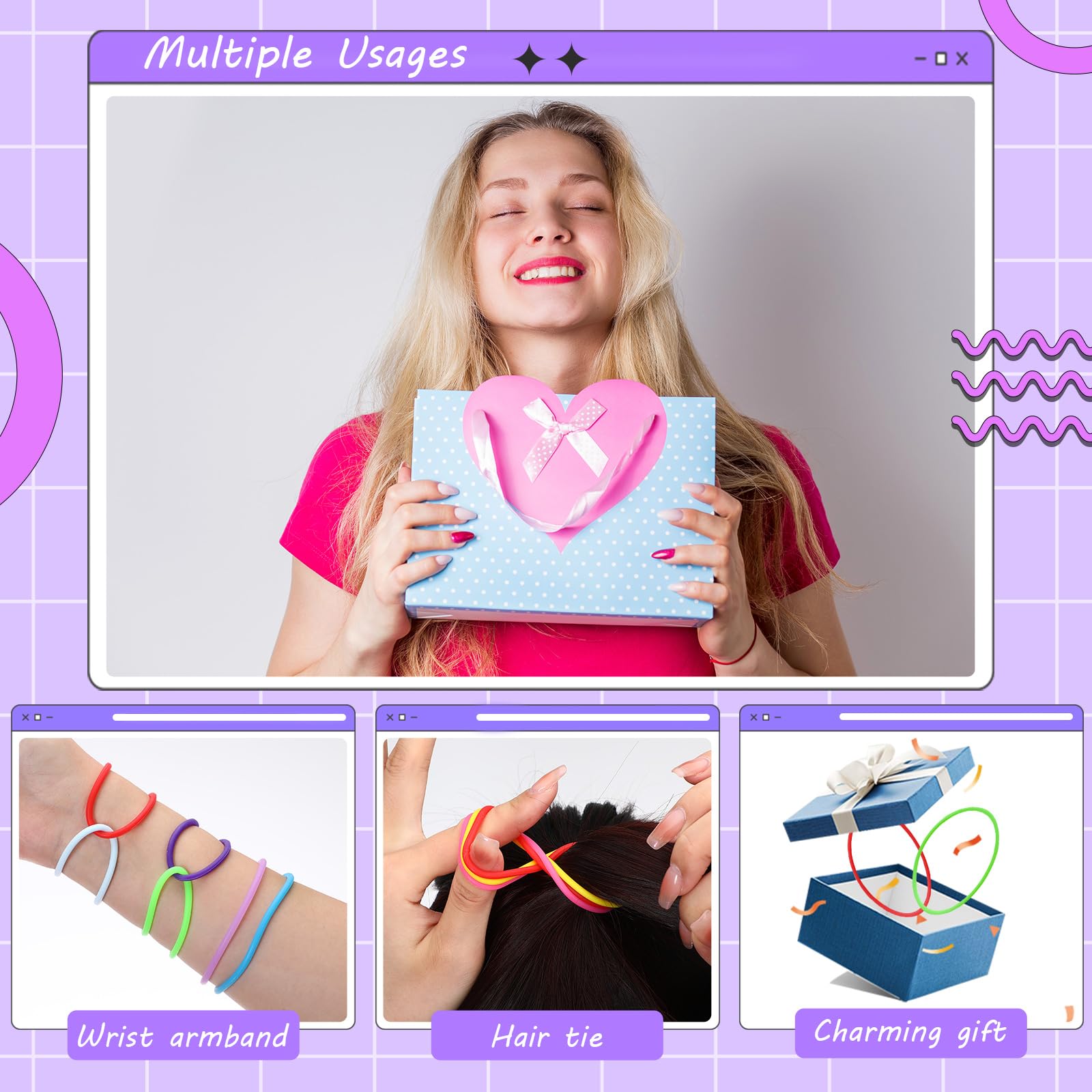 Nuenen 2000 braccialetti in silicone gelatina Bulk 80's Neon Wristband