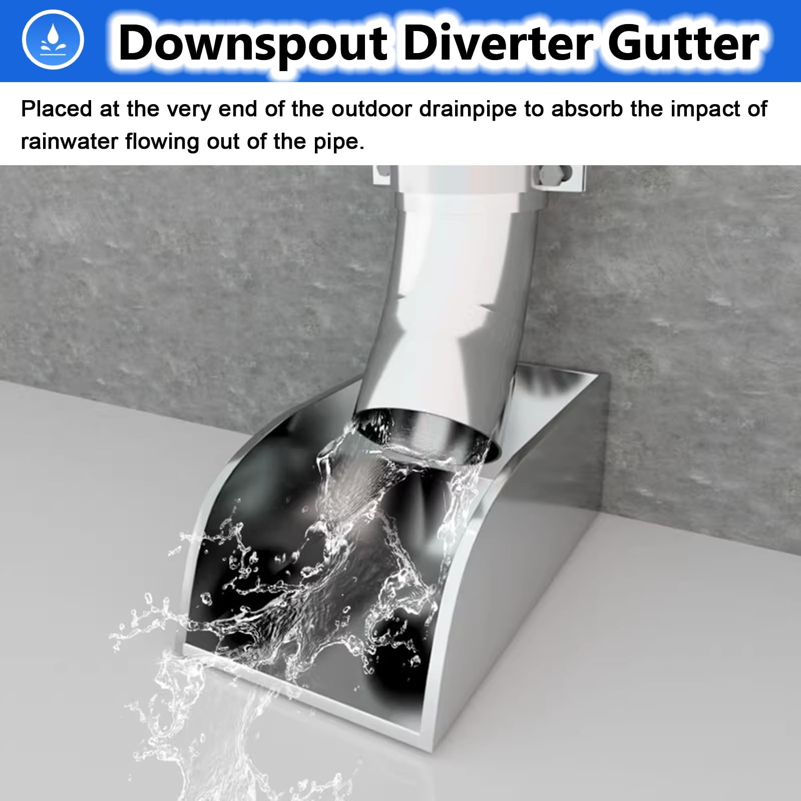 Canalón desviador de bajante para protección de la base, extensor de tubo de drenaje de desbordamiento de acero inoxidable, bandeja de salpicaduras de agua