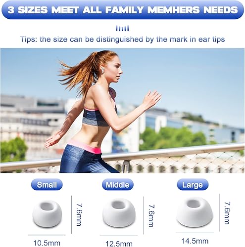 Miniatura 6 de 6 Pairs Airpod Pro Ear Tip Noise Cancellation, Replacement Ear Tips for Airpods Pro 2 with Case, Soft Silicone Earbuds Tips for Long Time Use,