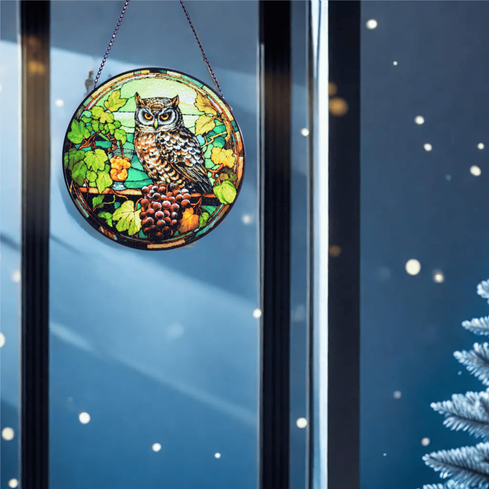 Handgefertigter Buntglas-Sonnenfänger – Eulen-Deko Für Fenster & Garten