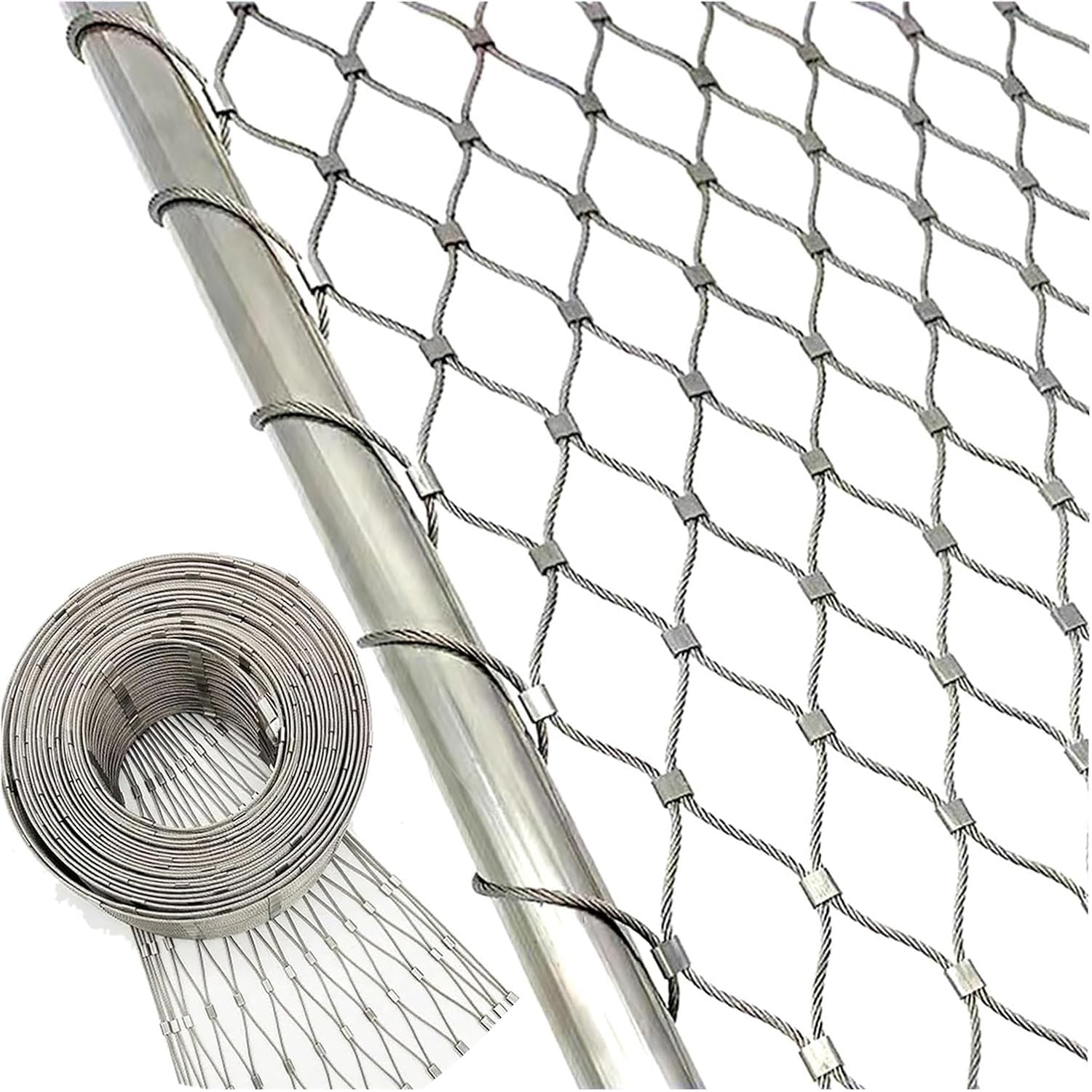Barrera de Seguridad Flexible con Cable de Acero Inoxidable para Vallas de jardín, protección contra caídas Desde Gran Altura, Sistema de barandilla Exterior Duradero, Malla de Alta resisten