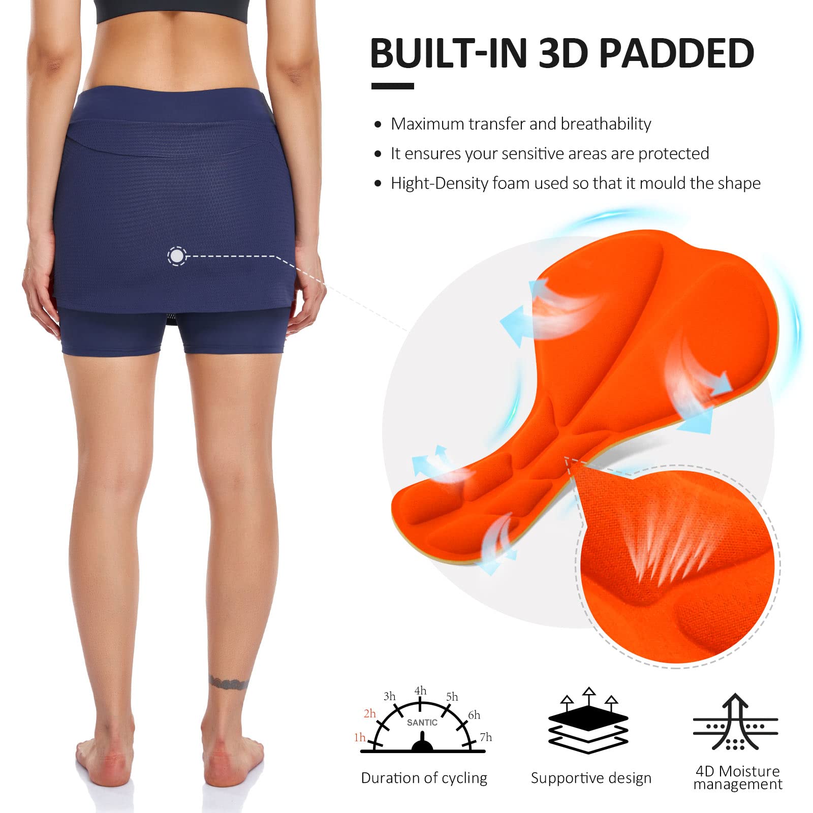 Santic Pantaloncini da Ciclismo da Donna Imbottiti Traspiranti Asciugatura Rapida Bicicletta MTB