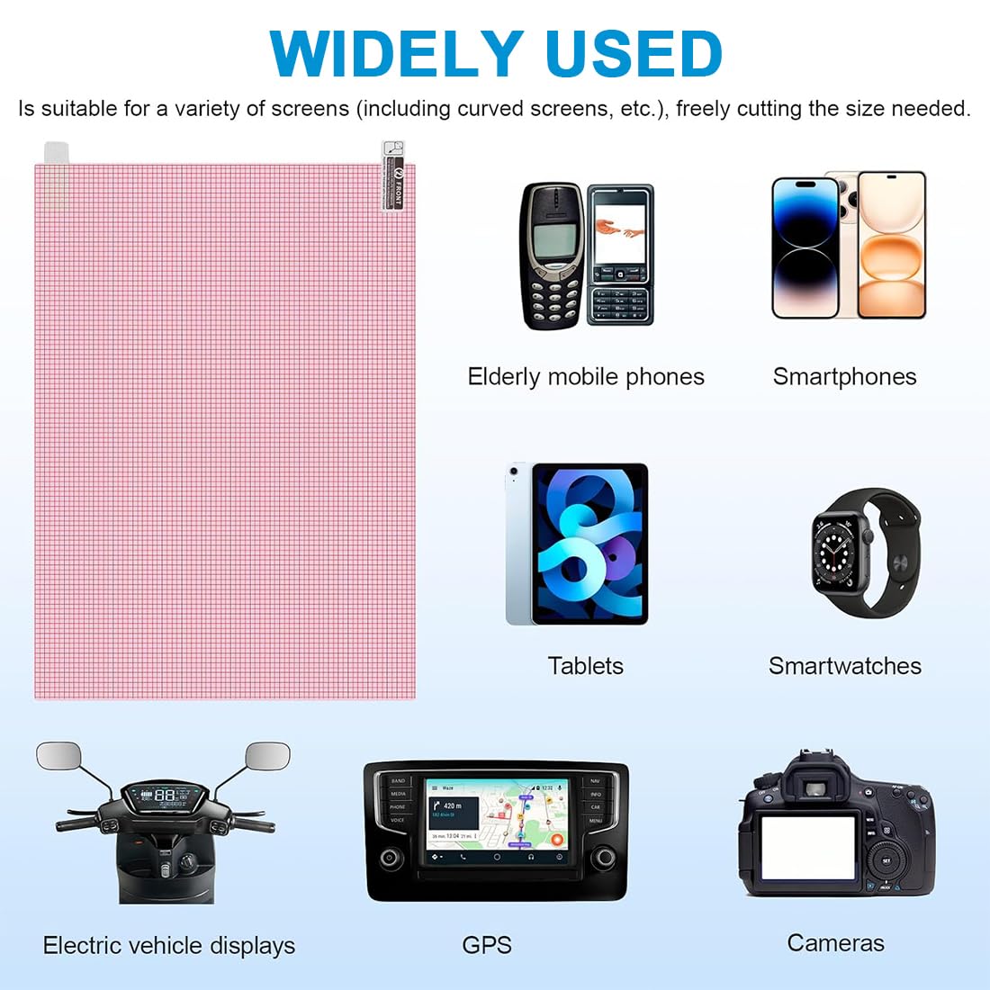 Pellicola Protettiva Taglio Universale A4 HD 300x215mm Anti-Impronta Flessibile per GPS Fotocamera Orologio Tablet