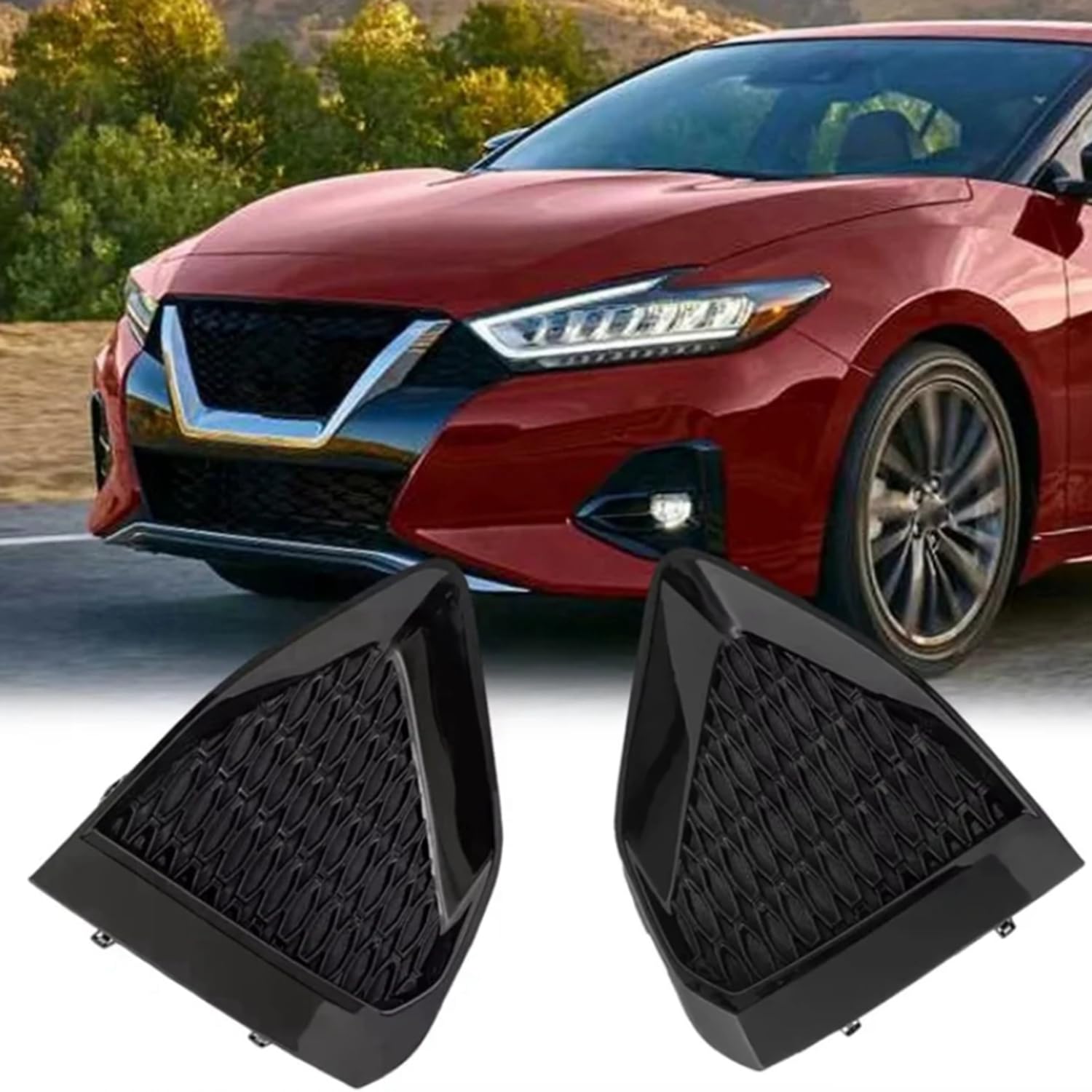 Pokrywa ramy kratki światła przeciwmgielnego do Nissan Maxima 2019-2022, przedni zderzak ABS + metalowa para - 622579DJ0A 622569DJ0A zamiennik, lewy i prawy bok