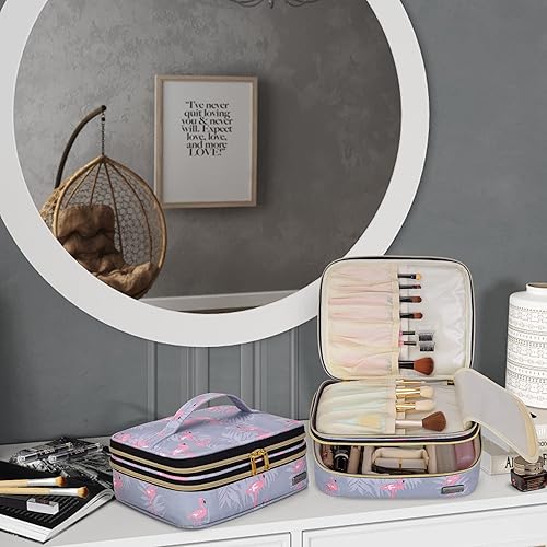Miniatura 6 de Teamoy Estuche de cepillo de maquillaje de viaje, organizador de brochas de maquillaje portátil, bolsa de cosméticos profesional con asa para