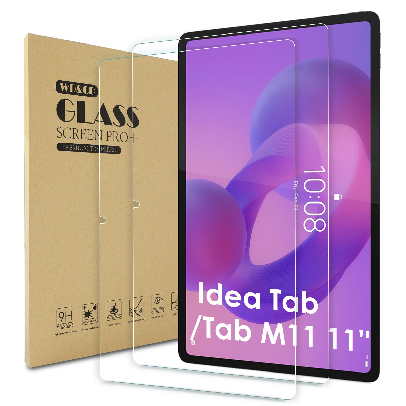 WD&CD 2 sztuki szkła hartowanego kompatybilnego z Lenovo Idea Tab/Lenovo Tab M11 11", folia ochronna ze szkła hartowanego o wysokiej rozdzielczości, kompatybilna z Lenovo Idea Tab