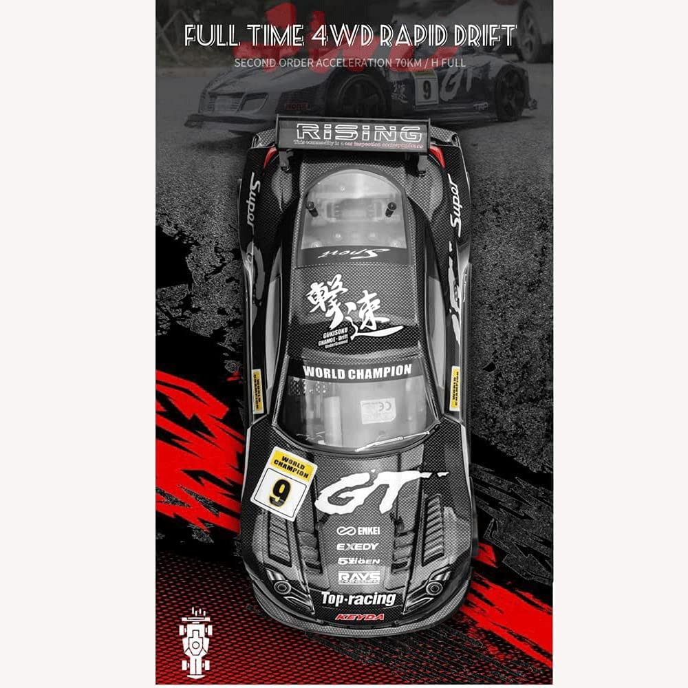 WOLWES Auto RC da Deriva ad Alta velocità da 70 km/h, Veicolo Fuoristrada telecomandato di Grandi Dimensioni da 2,4 GHz, Camion RC da Arrampicata Elettrico 4WD, Regalo di Compleanno per Bambini, 2 Bat