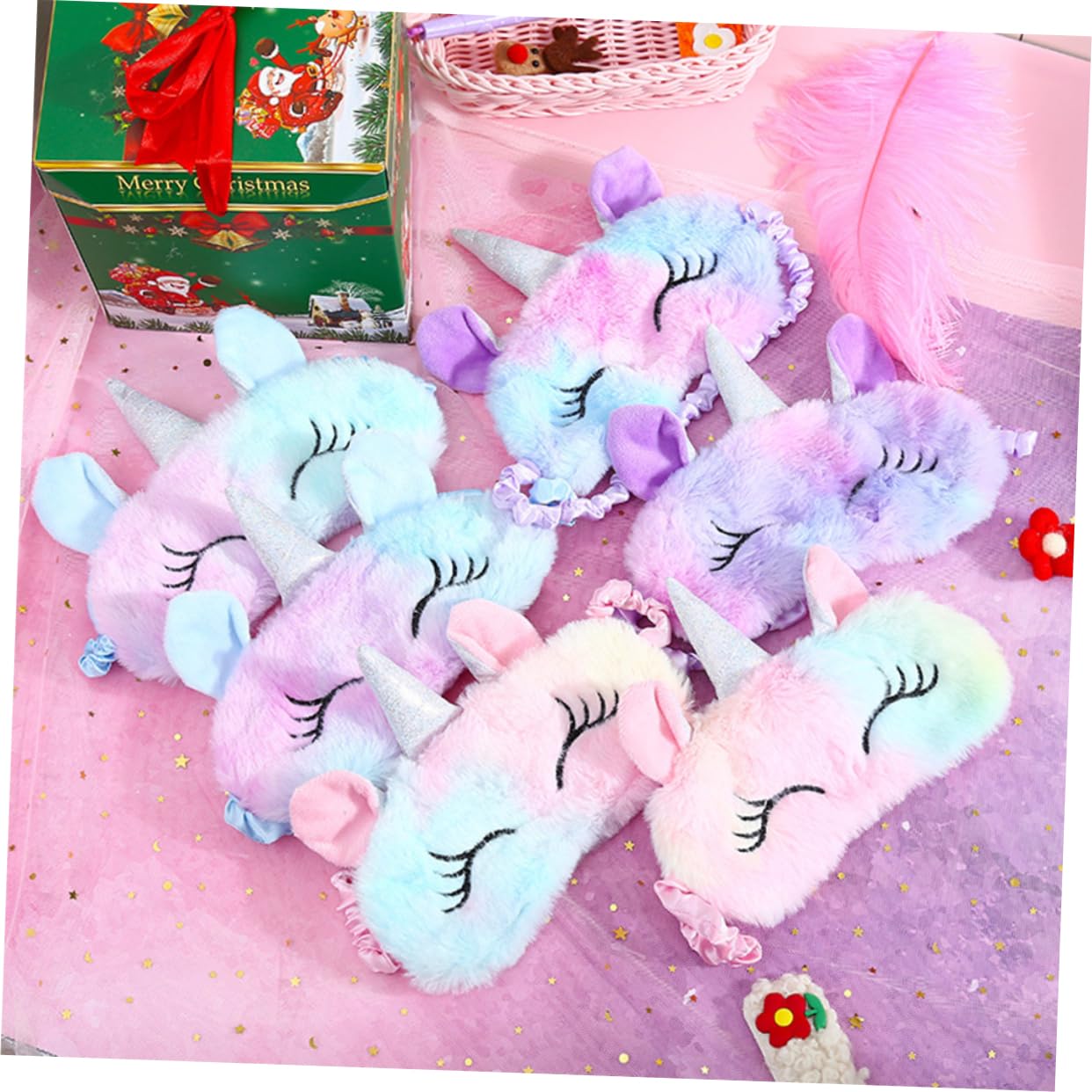 Mobestech 9pezzi Mascherine Per Sonno Peluche Colorate Per Ragazzo Ragazza e Adulti Da Copriocchi Per Viaggi e Relax
