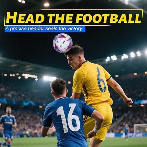 Miniatura 6 de Balón de fútbol tamaño 5 Balón de fútbol profesional para partido y entrenamiento, cubierta de piel sintética con vejiga de goma engarzada, incluye