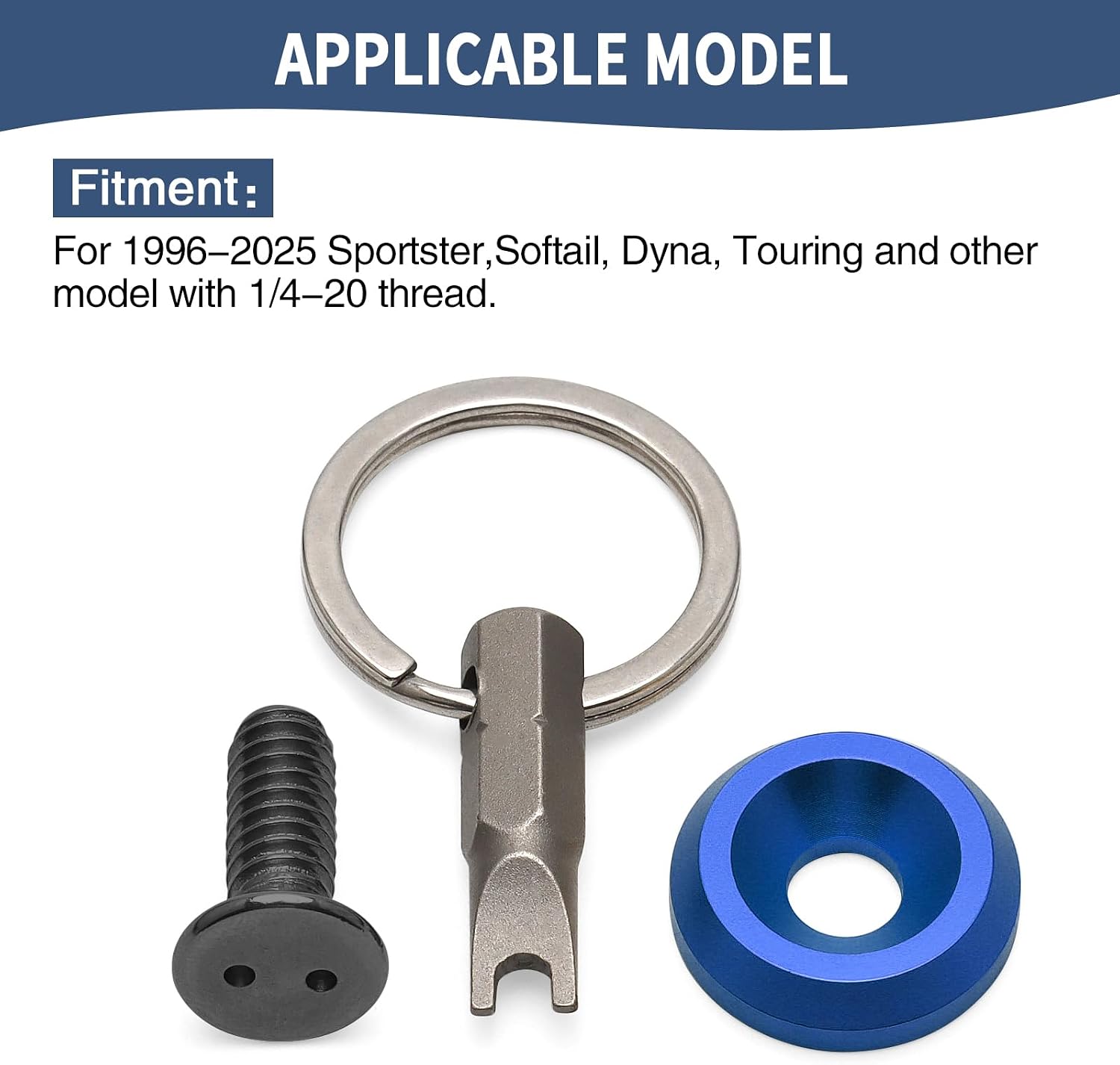 Motorcycle Seat Bolt Screw Kit 1/4"-20 Thread Fit For Harley 1996-2025 Touring Road Glide Road King Street Glide Ultra Glide Sportster Softail Dyna (Blue)