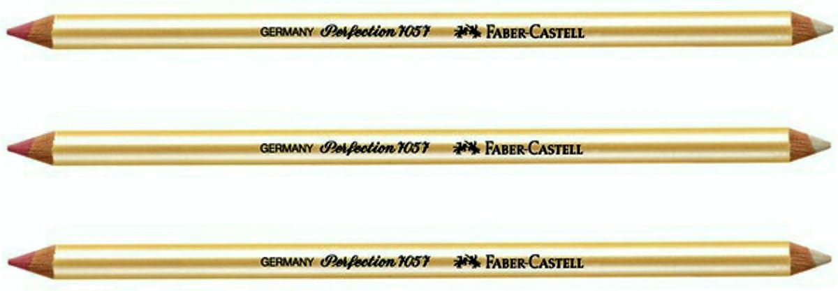 Faber-Castell Eraser Pencil - Perfection art eraser pencils for drawing, artist supplies, Dual function for erasing Ink and colored pencils - 3 Pack