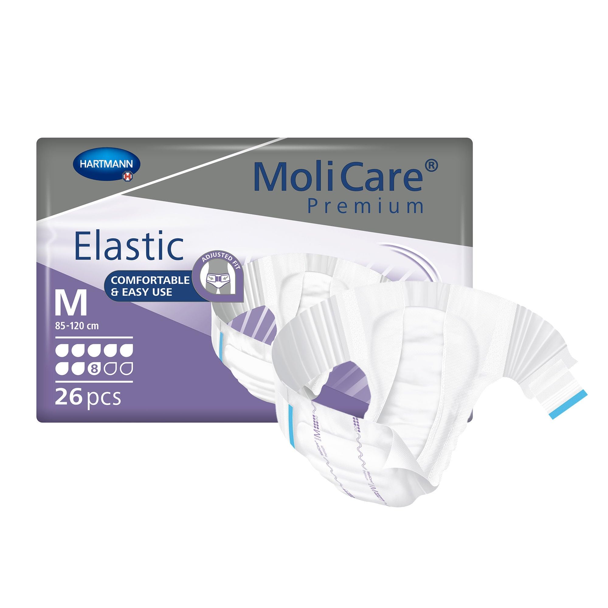 MoliCare Premium Elastic: pannoloni per l'incontinenza severa, per donne e uomini; 8 gocce, taglia M, circonferenza vita 85-120 centimeters, 78 pezzi