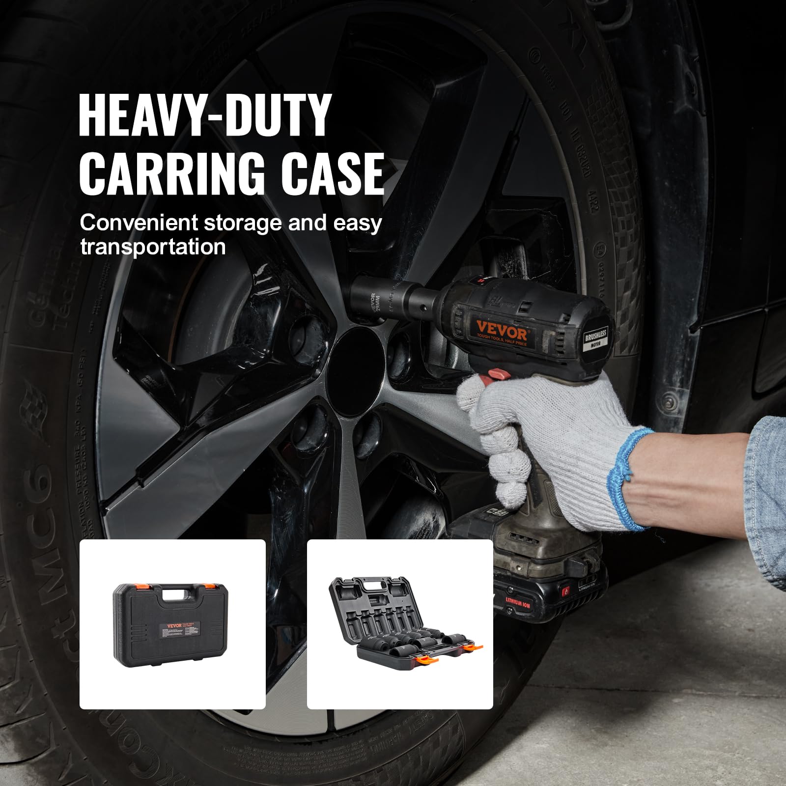 VEVOR Set di Bussole a Percussione da 1/2", Set di Bussole Metrico 29-38 mm, Acciaio Legato al Cr-Mo a 6 Punti per Riparazioni Auto, Marcature delle Dimensioni di Facile Lettura con Valigetta