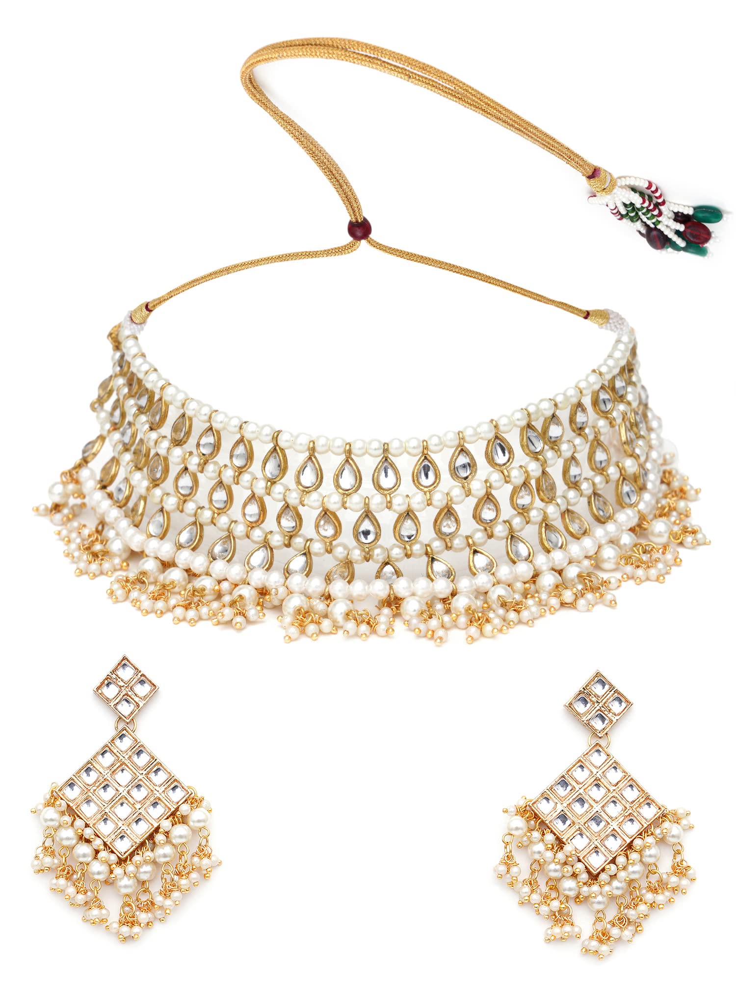 Karatcart Gold Plated Kundan Studded Choker Necklace Set (B09XF5W4LK) Amazon Price History, Amazon Price Tracker