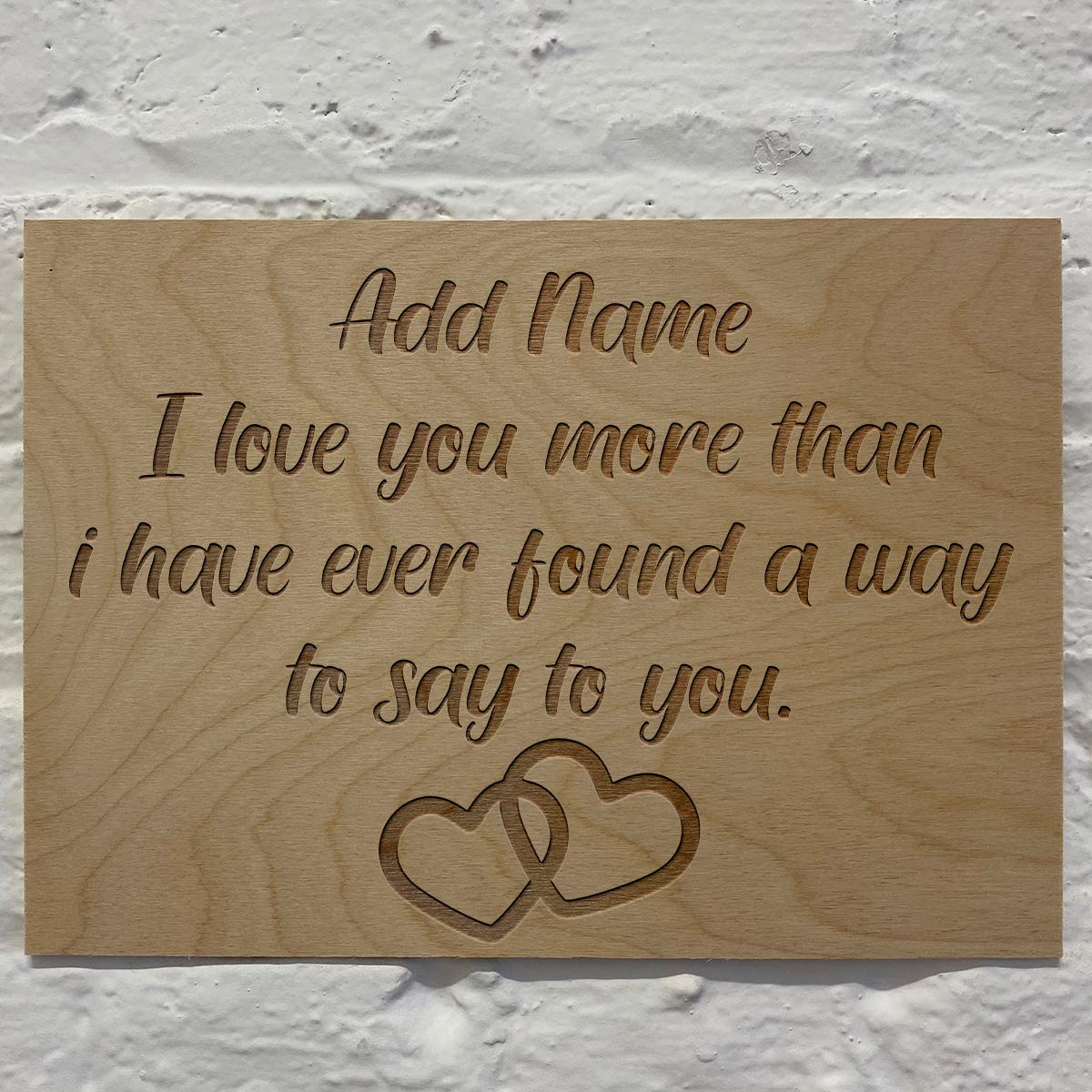 Cutncraft Designs Personalised Wooden Valentines I Love You More Quote Plaque with hearts Add Name 42x30cm (16.5"x11.7")