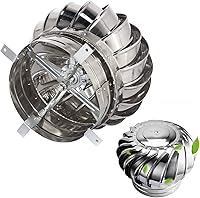 Vista 1 de Tapa de escape de acero inoxidable Ventilación de conducto de techo, 15.7 pulgadas 4.3 pulgadas, tapa de ventilación de turbinas rotación