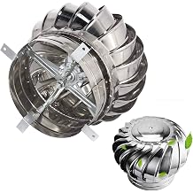 Stainless Steel Exhaust Cap Roof Flue Vent, 15.7"  4.3" Turbines Vent Cap Automatic Rotation by Wind/air Flow No Consumption Mute Roof Flue Vent, EasysToInstall Roof Ventilator