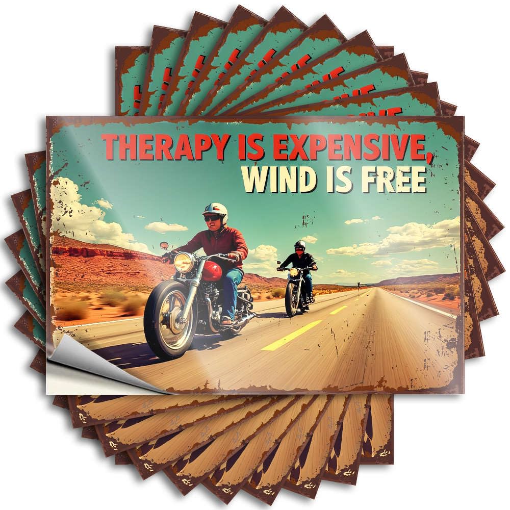 Pkrd Men's Colour Funny Bumper Stickers For Adults Therapy Is Expensive, Wind Is Free. Stickers 10Pcs Warning Signs For Bedroom Funny Bumper Stickers Fo(6X9cm)