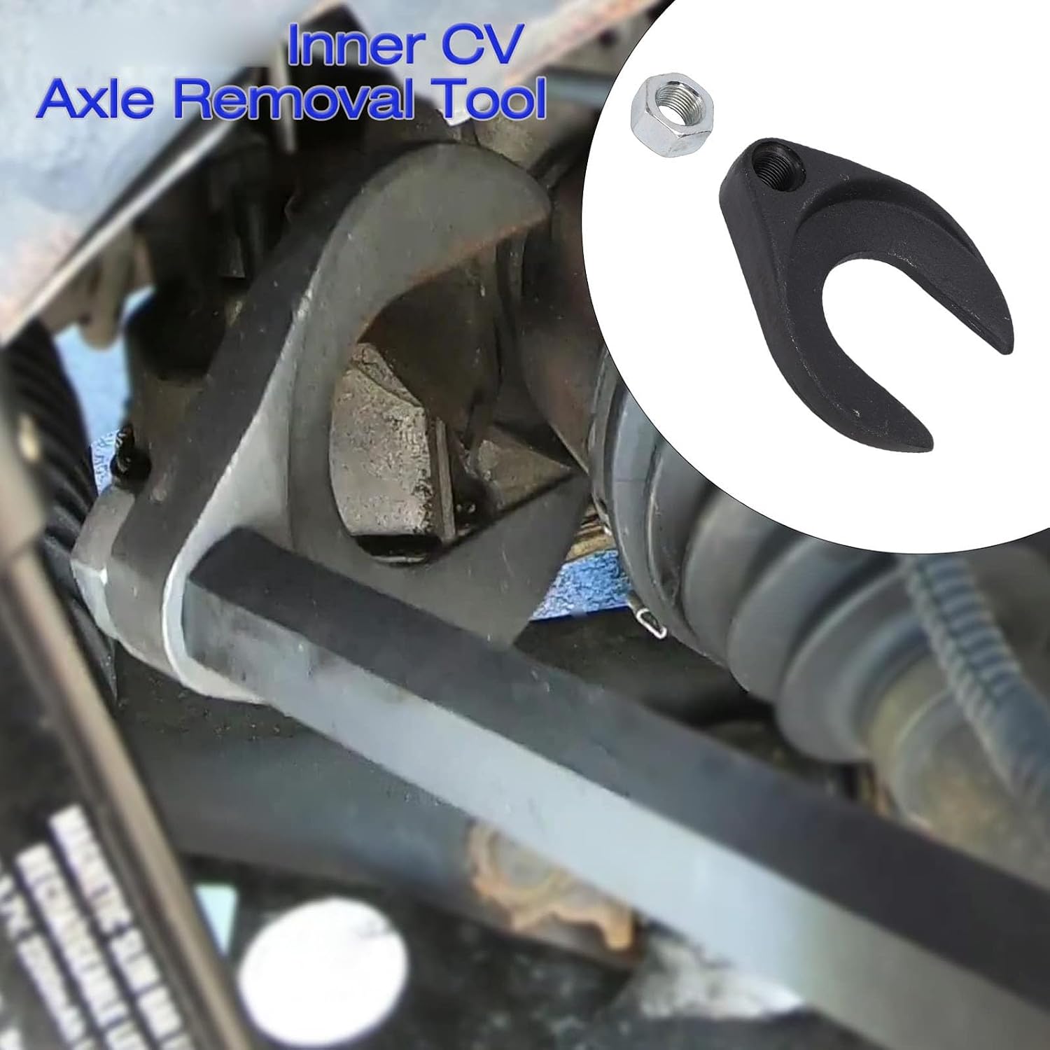 Fafeicy Inner CV Axle Puller, High Strength Carbon Steel Joint Adapter, 48mm Fit 5/8 Inchx18 Thread, Easy Disassembly for Front Wheel Drive Axles