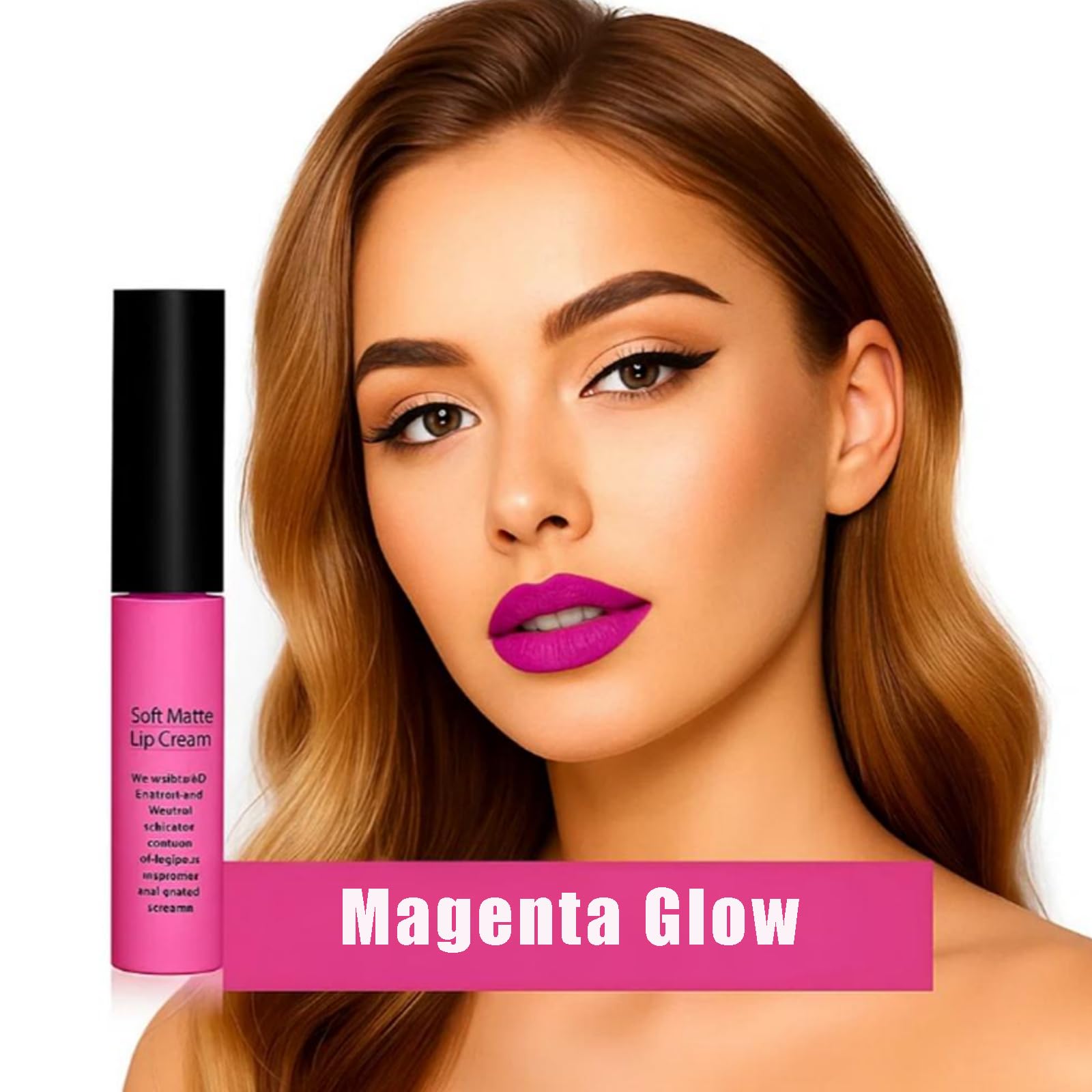 Magenta Glow Hue Velvet Matte Liquid Lipstick, Long Lasting Waterproof Lip Color, Non-Stick Cup Formula - Image 3