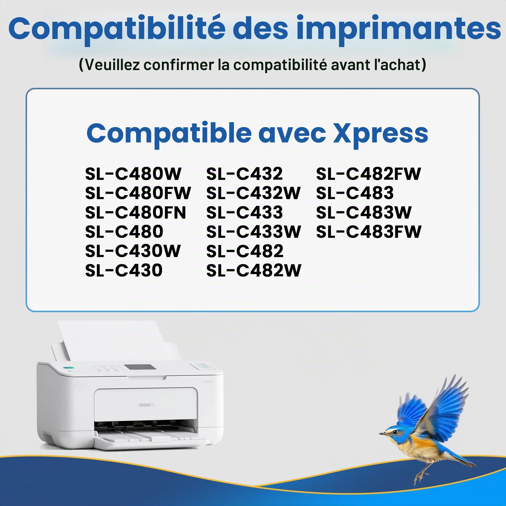 Cartouche de Toner Compatible Samsung CLT-P404C CLT P404C 404 404S pour Toner Samsung C480W Xpress SL C483W C430W C480FW C48X C480 C430 CLT-K404S CLT-Y404S (Noir,Cyan,Jaune,Magenta,Pack de 4)