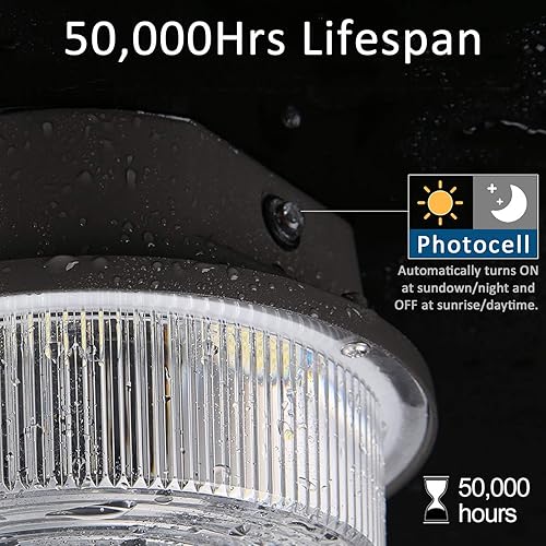 Vista 3 de Luz LED de granero, luz de patio al aire libre del atardecer al amanecer con fotocélula, ultra brillante 5000K luz diurna 7500lm, reemplazo de 500W