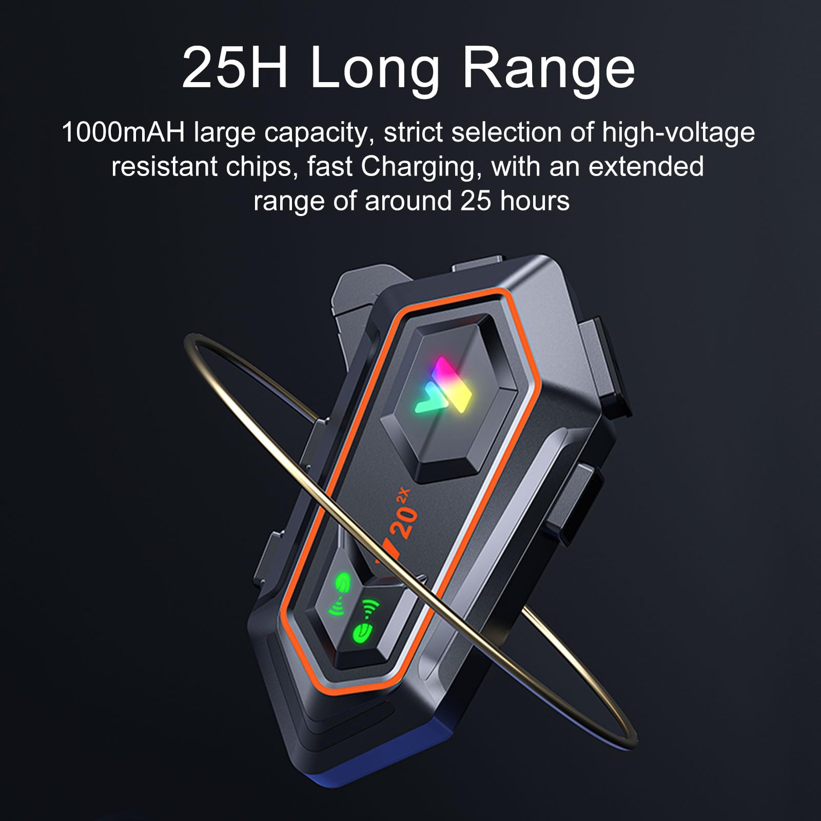 Y20-2X - Auriculares Bluetooth para casco de motocicleta, intercomunicador dual de 100 m, auriculares Bluetooth 5.3, reducción de ruido inteligente, calidad de sonido de nivel HiFi, IPX6