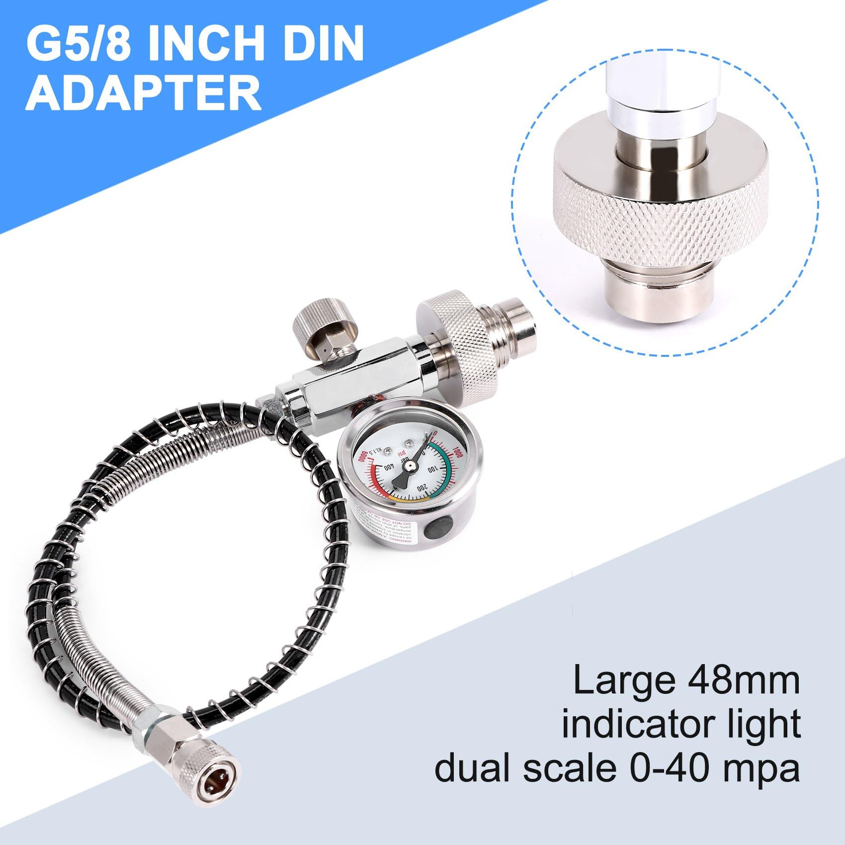 FutureHight Adapter voor PCP lucht vulstation voor duikcilinder met G5 / 8 Din adapter en 50 cm