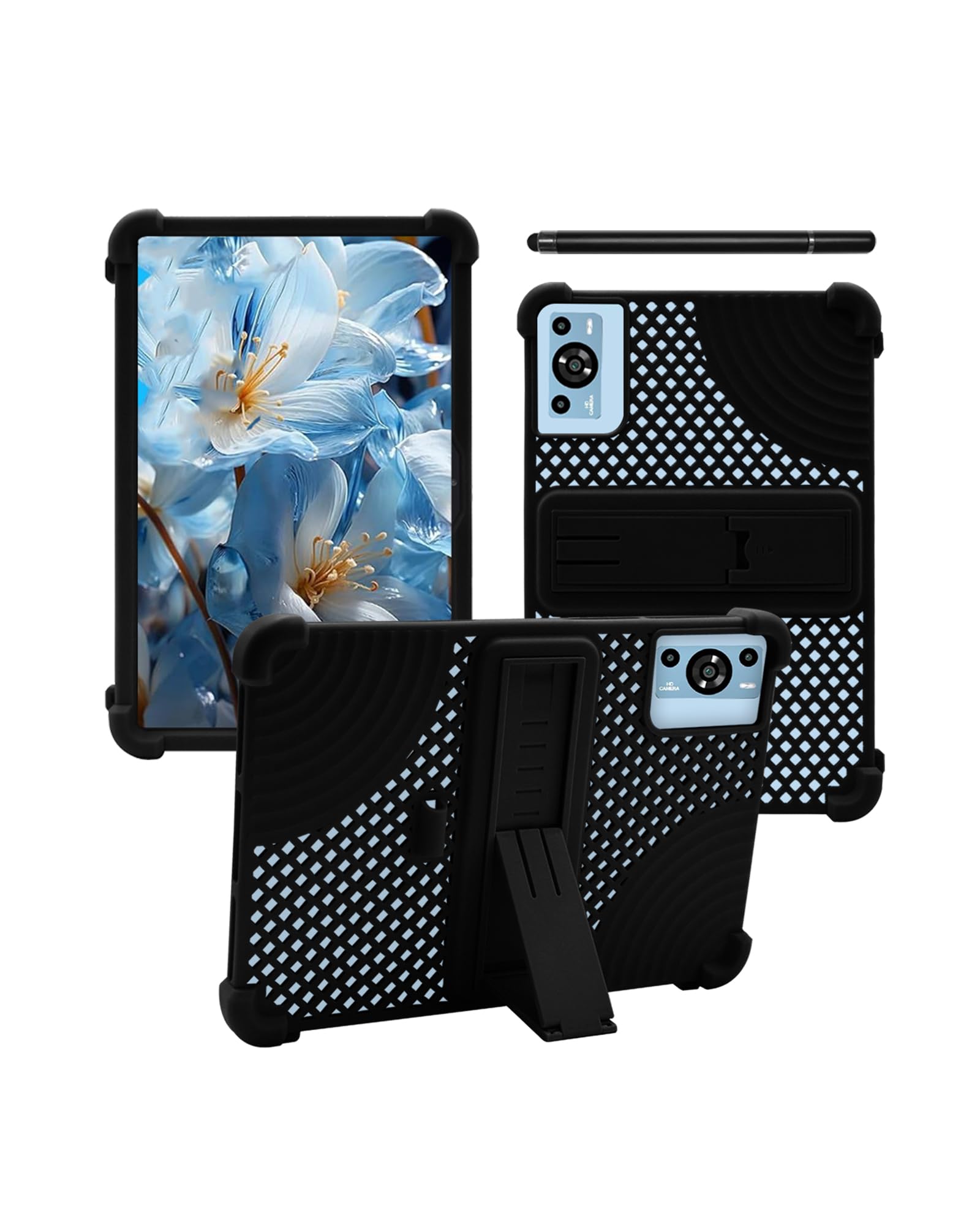 Case for ZIOVO Z128 2025 Android 14 Tablet 11 inch,WUNIAK Hollow Back Design,Heat Dissipation Shockproof Lightweight Adjustable Kickstand Silicone