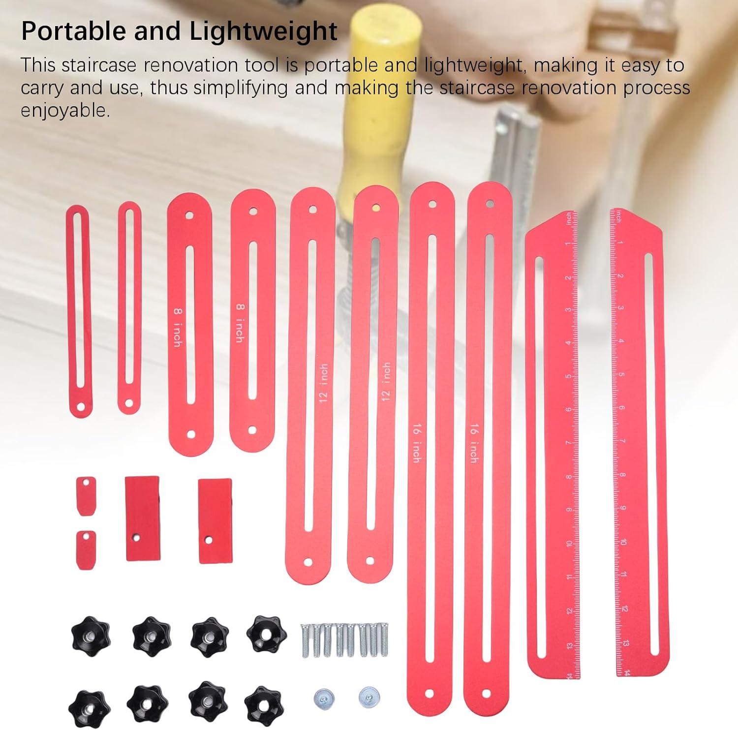 Stair Measurement Tool, Stair Tread Template Tool, Aluminum Alloy Stair Tread Gauge Stair Scribe Tool for Home DIY Renovation and Professional Construction Projects