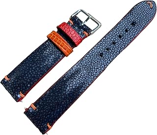 Black Genuine Stingray Leather Skin Watch Strap Band, Handmade Watch Strap Band Match All Watch, Custom Watch Strap Band 26mm 24mm 23mm 22mm 21mm 20mm 19mm 18mm 16mm 14mm..