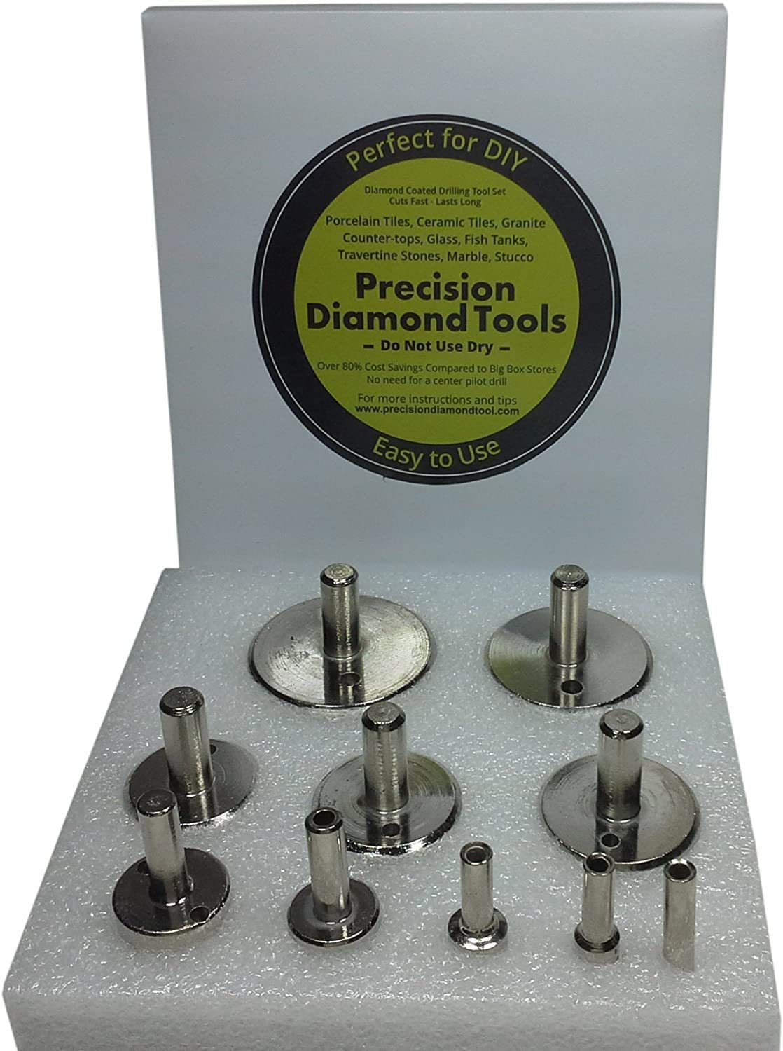 Tile Hole Saw Kit 10-Piece Diamond Core Drill Bit Set - Tile Hole Saws For Porcelain, Ceramic & Granite (6-65mm) Brocas Cónicas Para Ceramica
