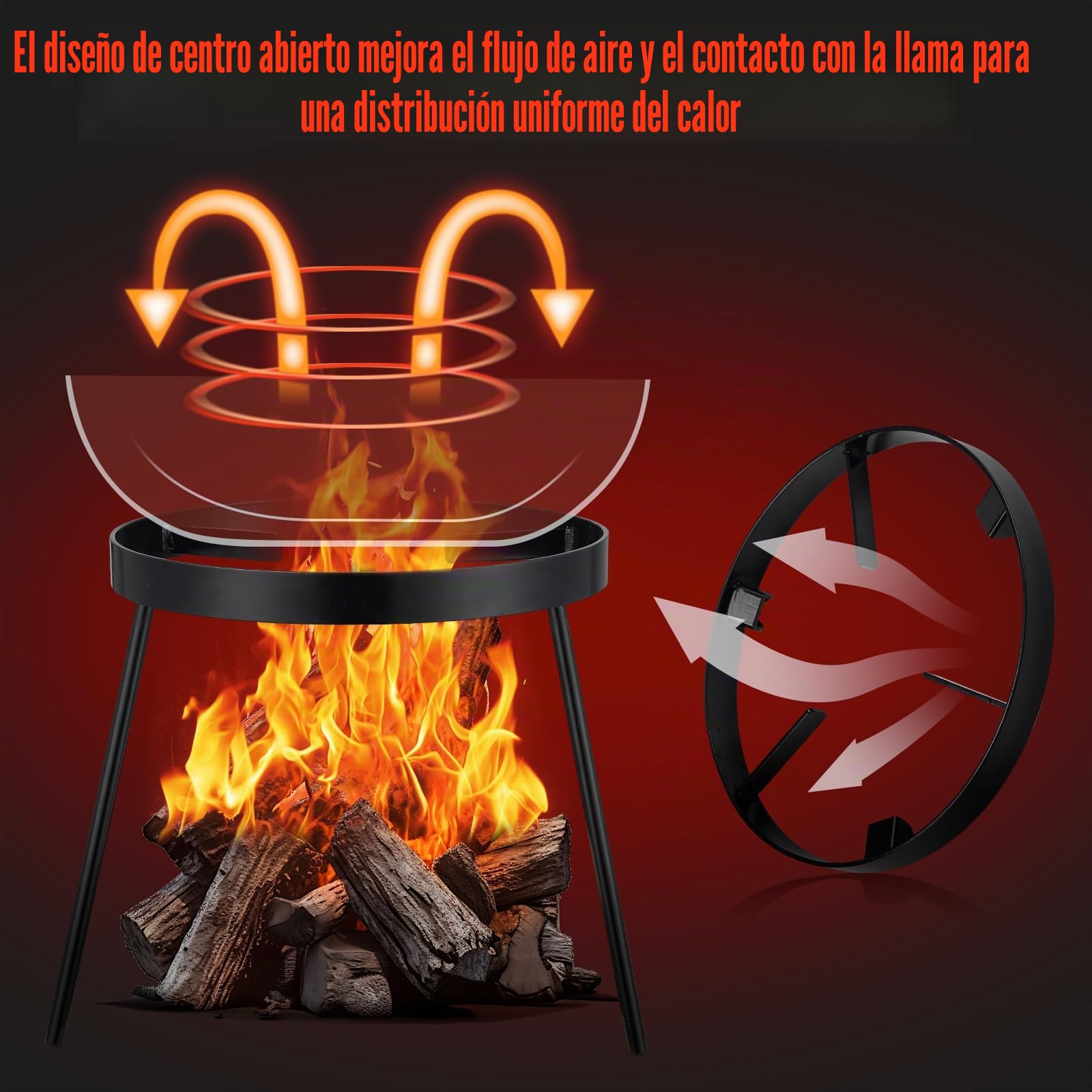 Trípode de fogata para cocinar, trípode portátil para fogatas para Acampar al Aire Libre, Soporte de trípode de Horno holandés de Hierro Fundido Resistente, Equipo de Cocina de Fuego Abierto