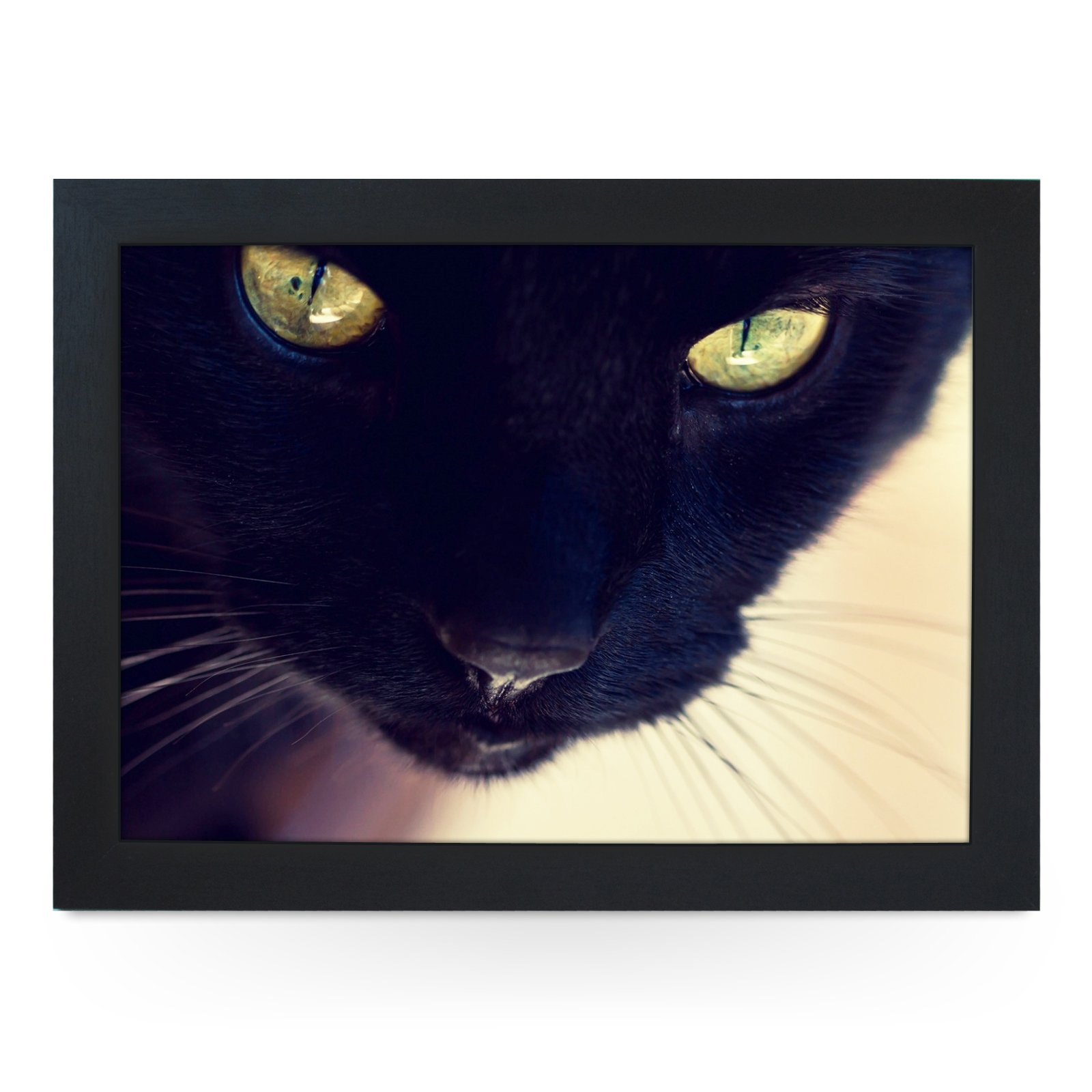 Yoosh Black Portable Lap Desk Tray ( Cat) Handmade Wooden Frame, Beanbag Cushioned Bottom | Computers, Laptops, Meals, Food | L0017